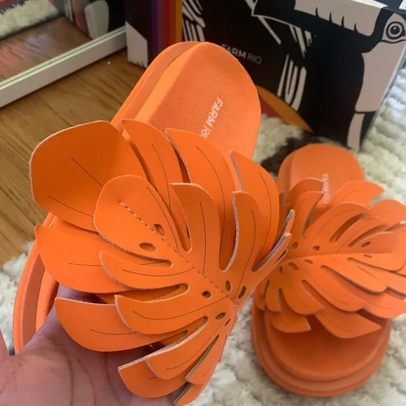 Orange Monstera Anatomic Slide Sandal - Picture 2 of 4